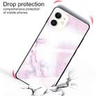 For iPhone 11 Marble Pattern Glass Protective Case(Pink) - 4