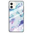 For iPhone 11 Marble Pattern Glass Protective Case(Ink Purple) - 1