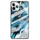For iPhone 11 Pro Max Marble Pattern Glass Protective Case(Ink Blue) - 1