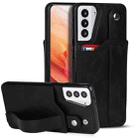 For Samsung Galaxy S21 5G Crazy Horse Texture Shockproof TPU + PU Leather Case with Card Slot & Wrist Strap Holder(Black) - 1