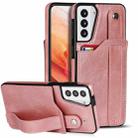 For Samsung Galaxy S21 5G Crazy Horse Texture Shockproof TPU + PU Leather Case with Card Slot & Wrist Strap Holder(Rose Gold) - 1