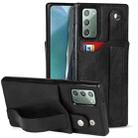 For Samsung Galaxy Note20 Crazy Horse Texture Shockproof TPU + PU Leather Case with Card Slot & Wrist Strap Holder(Black) - 1