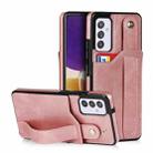 For Samsung Galaxy A82 5G Crazy Horse Texture Shockproof TPU + PU Leather Case with Card Slot & Wrist Strap Holder(Rose Gold) - 1