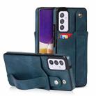For Samsung Galaxy A82 5G Crazy Horse Texture Shockproof TPU + PU Leather Case with Card Slot & Wrist Strap Holder(Sapphire Blue) - 1