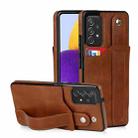 For Samsung Galaxy A72 5G / 4G Crazy Horse Texture Shockproof TPU + PU Leather Case with Card Slot & Wrist Strap Holder(Brown) - 1