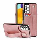 For Samsung Galaxy A52 5G / 4G Crazy Horse Texture Shockproof TPU + PU Leather Case with Card Slot & Wrist Strap Holder(Rose Gold) - 1