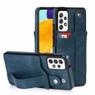 For Samsung Galaxy A52 5G / 4G Crazy Horse Texture Shockproof TPU + PU Leather Case with Card Slot & Wrist Strap Holder(Sapphire Blue) - 1