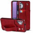 For Samsung Galaxy A32 5G Crazy Horse Texture Shockproof TPU + PU Leather Case with Card Slot & Wrist Strap Holder(Red) - 1