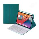HY006 Round Keys Detachable Bluetooth Keyboard Leather Tablet Case with Holder for iPad mini 6(Dark Green) - 1