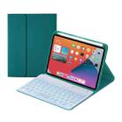 HY006D Round Keys Detachable Bluetooth Keyboard Leather Tablet Case with Colorful Backlight & Holder for iPad mini 6(Dark Green) - 1