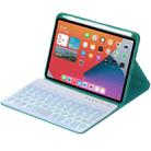 HY006D Round Keys Detachable Bluetooth Keyboard Leather Tablet Case with Colorful Backlight & Holder for iPad mini 6(Dark Green) - 2