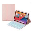 HY006D Round Keys Detachable Bluetooth Keyboard Leather Tablet Case with Colorful Backlight & Holder for iPad mini 6(Pink) - 1