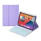 HY006D Round Keys Detachable Bluetooth Keyboard Leather Tablet Case with Colorful Backlight & Holder for iPad mini 6(Light Purple) - 1