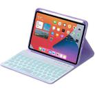 HY006D Round Keys Detachable Bluetooth Keyboard Leather Tablet Case with Colorful Backlight & Holder for iPad mini 6(Light Purple) - 2