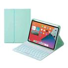 HY006D Round Keys Detachable Bluetooth Keyboard Leather Tablet Case with Colorful Backlight & Holder for iPad mini 6(Mint Green) - 1