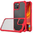 For iPhone 13 Carbon Fiber Acrylic Shockproof Protective Case(Red) - 1