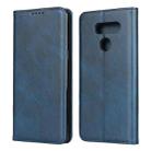 For LG K50S Calf Texture Magnetic Horizontal Flip Leather Case with Holder & Card Slots & Wallet(Blue) - 1