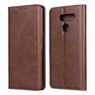 For LG K50S Calf Texture Magnetic Horizontal Flip Leather Case with Holder & Card Slots & Wallet(Brown) - 1