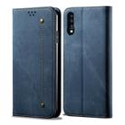 For Galaxy A70 Denim Texture Casual Style Horizontal Flip Leather Case with Holder & Card Slots & Wallet(Blue) - 1