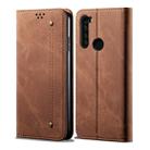 For Xiaomi Redmi Note 8 Denim Texture Casual Style Horizontal Flip Leather Case with Holder & Card Slots & Wallet(Brown) - 1