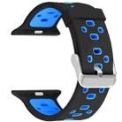 Square Hole Two-color Silicone Buckle Strap Watch Band For Apple Watch Series 9&8&7 41mm / SE 3&SE 2&6&SE&5&4 40mm / 3&2&1 38mm(Black + Blue) - 1