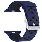 Square Hole Two-color Silicone Buckle Strap Watch Band For Apple Watch Series 9&8&7 41mm / SE 3&SE 2&6&SE&5&4 40mm / 3&2&1 38mm(Navy Blue + Black) - 1