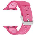 Square Hole Two-color Silicone Buckle Strap Watch Band For Apple Watch Series 9&8&7 41mm / SE 3&SE 2&6&SE&5&4 40mm / 3&2&1 38mm(Rose Red + Pink) - 1