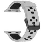 Square Hole Two-color Silicone Buckle Strap Watch Band For Apple Watch Series 9&8&7 41mm / SE 3&SE 2&6&SE&5&4 40mm / 3&2&1 38mm(White + Black) - 1