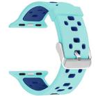 Square Hole Two-color Silicone Buckle Strap Watch Band For Apple Watch Ultra 49mm&Watch Ultra 2 49mm / Series 9&8&7 45mm / SE 3&SE 2&6&SE&5&4 44mm / 3&2&1 42mm(Teal Green + Blue) - 1