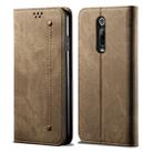 For Xiaomi Mi 9T / Redmi K20 Denim Texture Casual Style Horizontal Flip Leather Case with Holder & Card Slots & Wallet(Khaki) - 1
