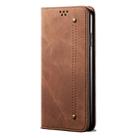 For OnePlus 7T Denim Texture Casual Style Horizontal Flip Leather Case with Holder & Card Slots & Wallet(Brown) - 2