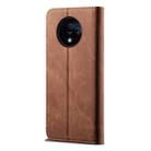 For OnePlus 7T Denim Texture Casual Style Horizontal Flip Leather Case with Holder & Card Slots & Wallet(Brown) - 3