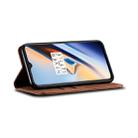 For OnePlus 7T Denim Texture Casual Style Horizontal Flip Leather Case with Holder & Card Slots & Wallet(Brown) - 6