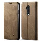 For OnePlus 7T Pro Denim Texture Casual Style Horizontal Flip Leather Case with Holder & Card Slots & Wallet(Khaki) - 1