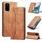 For Samsung Galaxy S20 5G Skin-feel Calfskin Texture Magnetic Dual-Fold Horizontal Flip Leather Case with Holder & Card Slots & Wallet(Brown) - 1