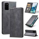 For Samsung Galaxy S20+ 5G Skin-feel Calfskin Texture Magnetic Dual-Fold Horizontal Flip Leather Case with Holder & Card Slots & Wallet(Black) - 1
