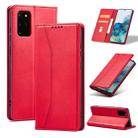 For Samsung Galaxy S20+ 5G Skin-feel Calfskin Texture Magnetic Dual-Fold Horizontal Flip Leather Case with Holder & Card Slots & Wallet(Red) - 1