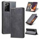 For Samsung Galaxy Note20 Skin-feel Calfskin Texture Magnetic Dual-Fold Horizontal Flip Leather Case with Holder & Card Slots & Wallet(Black) - 1