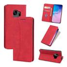 For Samsung Galaxy S9 Skin-feel Calfskin Texture Magnetic Dual-Fold Horizontal Flip Leather Case with Holder & Card Slots & Wallet(Red) - 1