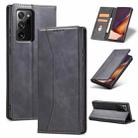 For Samsung Galaxy S20 Ultra 5G Skin-feel Calfskin Texture Magnetic Dual-Fold Horizontal Flip Leather Case with Holder & Card Slots & Wallet(Black) - 1
