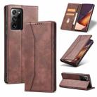 For Samsung Galaxy S20 Ultra 5G Skin-feel Calfskin Texture Magnetic Dual-Fold Horizontal Flip Leather Case with Holder & Card Slots & Wallet(Coffee) - 1