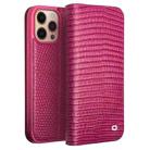 For iPhone 13 Pro QIALINO Small Crocodile Texture Horizontal Flip Leather Case with Holder & Card Slots & Wallet (Rose Red) - 1