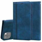 For iPhone 13 mini Frosted Business Magnetic Horizontal Flip PU Leather Case with Holder & Card Slot & Lanyard (Blue) - 1