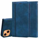 For iPhone 13 Frosted Business Magnetic Horizontal Flip PU Leather Case with Holder & Card Slot & Lanyard(Blue) - 1