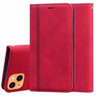 For iPhone 13 Frosted Business Magnetic Horizontal Flip PU Leather Case with Holder & Card Slot & Lanyard(Red) - 1