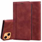 For iPhone 13 Frosted Business Magnetic Horizontal Flip PU Leather Case with Holder & Card Slot & Lanyard(Brown) - 1