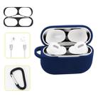 For AirPods Pro Silicone Wireless Earphone Protective Case Storage Box with Hook & Anti-drop Rope(Blue+Black Inner Sticker) - 1