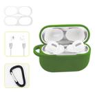 For AirPods Pro Silicone Wireless Earphone Protective Case Storage Box with Hook & Anti-drop Rope(Green+Silver Inner Sticker) - 1
