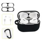 For AirPods Pro Silicone Wireless Earphone Protective Case Storage Box with Hook & Anti-drop Rope(Black+Black Inner Sticker) - 1