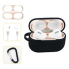 For AirPods Pro Silicone Wireless Earphone Protective Case Storage Box with Hook & Anti-drop Rope(Black+Blush Gold Inner Sticker) - 1